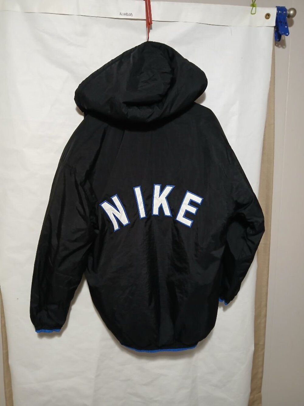 Vintage 90's Nike Puffer Jacket Hooded Men's Medium Spell Out Fleece Lined Coat